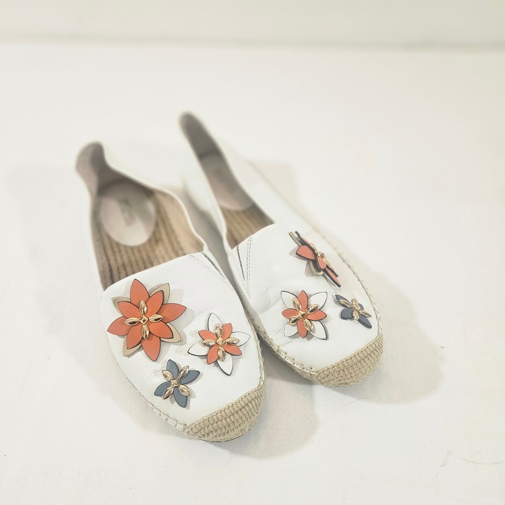 Michael Kors Womens Heidi Leather Closed Toe Espadrille Flats~Size 7.5~EUC